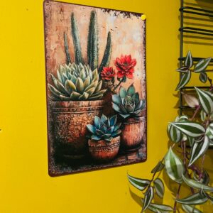 plaque métallique plantes grasses