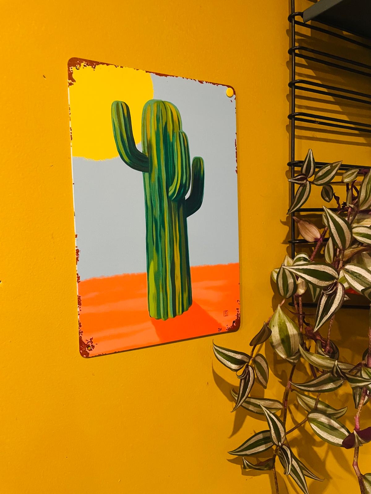 Plaque Cactus Saguaro – Tôle Style Minimaliste 20x30cm