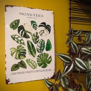 plaque-decorative-monstera-tole-vintage-20x30cm
