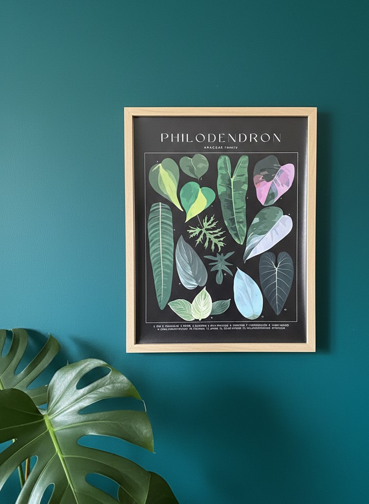 Affiche Philodendron Botanique 60x40 cm - Poster Scientifique Araceae Family Vintage