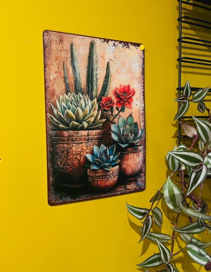 Plaque Cactus et Succulentes – Tôle 20x30cm