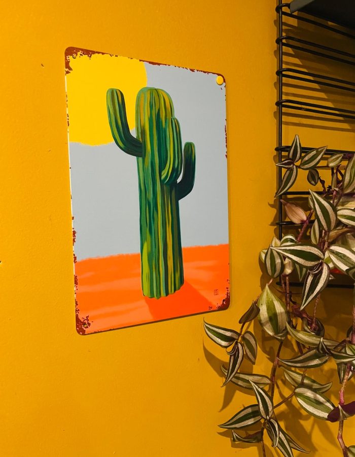 Plaque Cactus Saguaro – Tôle Style Minimaliste 20x30cm