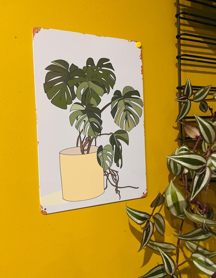 Plaque Monstera en Pot – Tôle 20x30cm