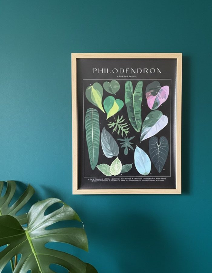 Affiche Philodendron botanique 60×40 cm famille Araceae.